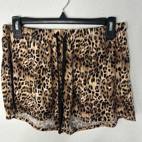 Leopard Print Drawstring Lounge Shorts - Picture 1 of 3